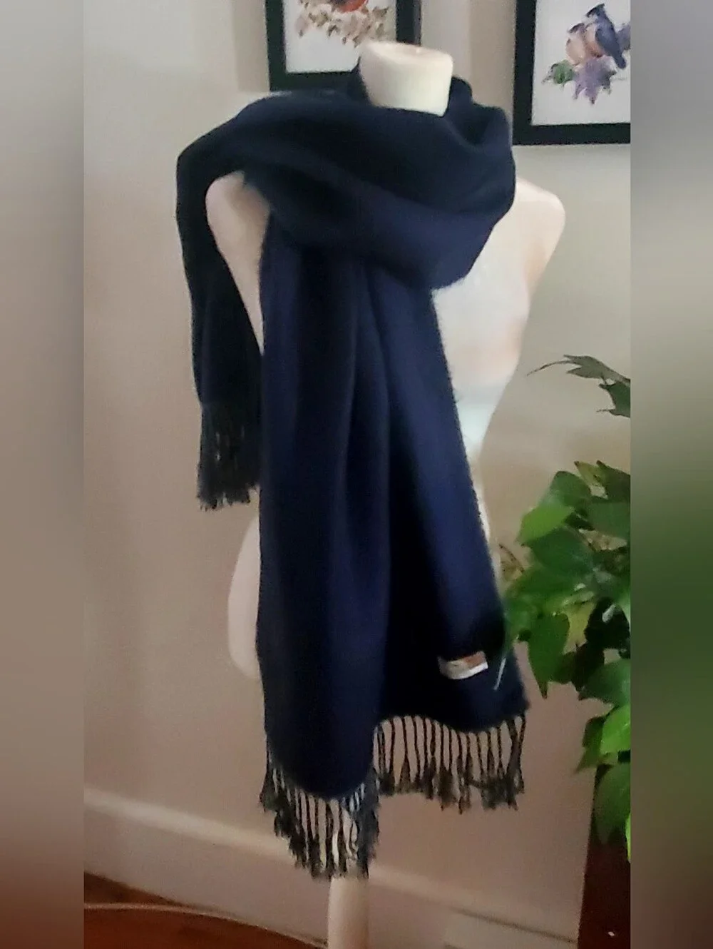 Men's Navy Fringe Scarf